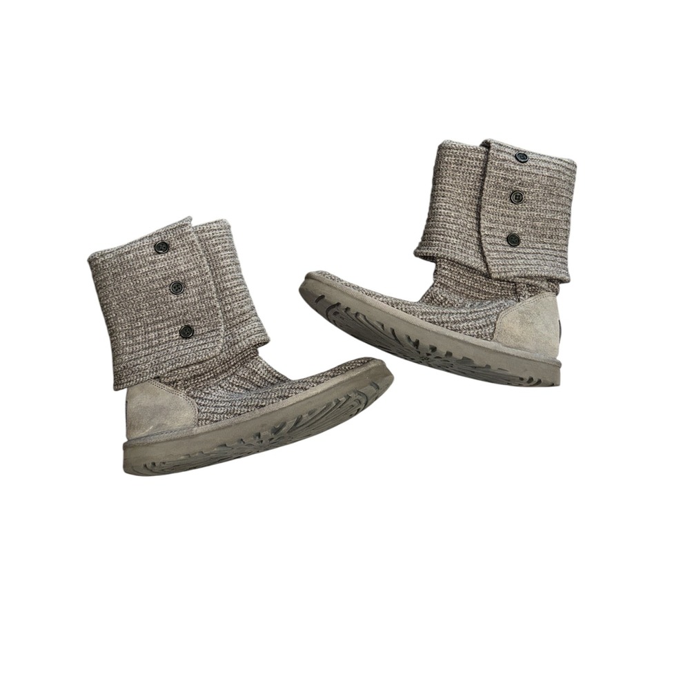 UGG Australia Cardy Knit Boots Grey 3-Button Wool Blend Suede 5819 Womens 10